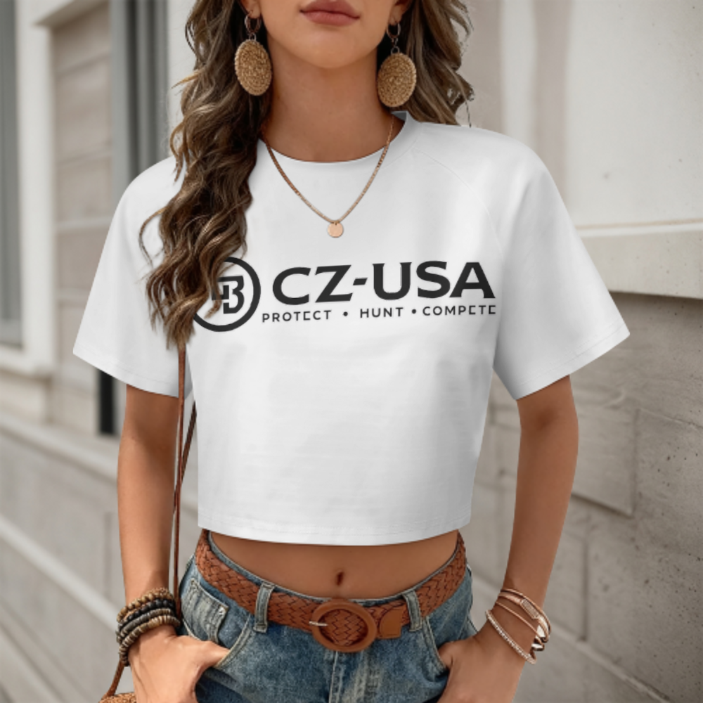 CZ-USA Protect Hunt Compete Crop Tee | Tactical Outdoor Lifestyle Graphic Shirt(z891)