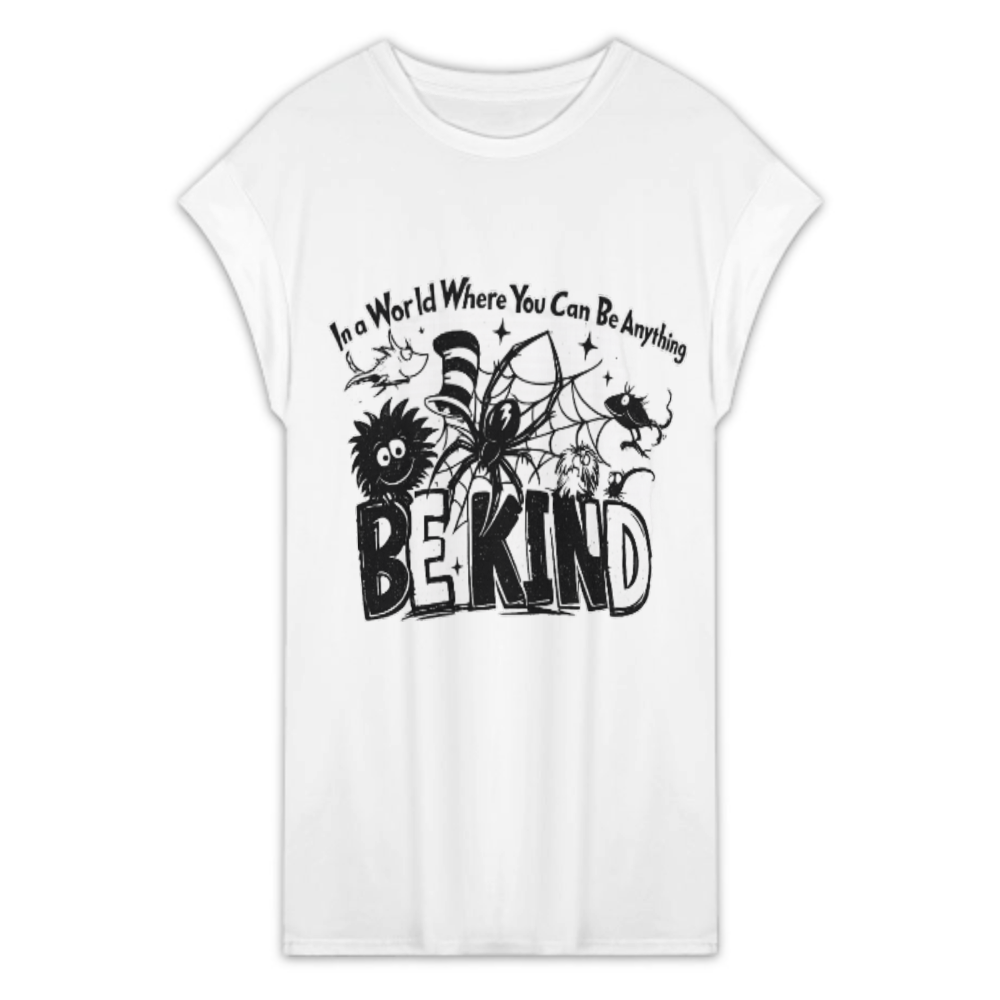 Be Kind Inspirational Graphic Tee Dress – Positive Quote Casual Oversized Shirt(z871)