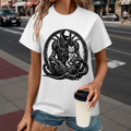 Alien & Cat Gothic Graphic T-Shirt | Dark Sci-Fi Horror Lover Vintage Style Tee(z903)