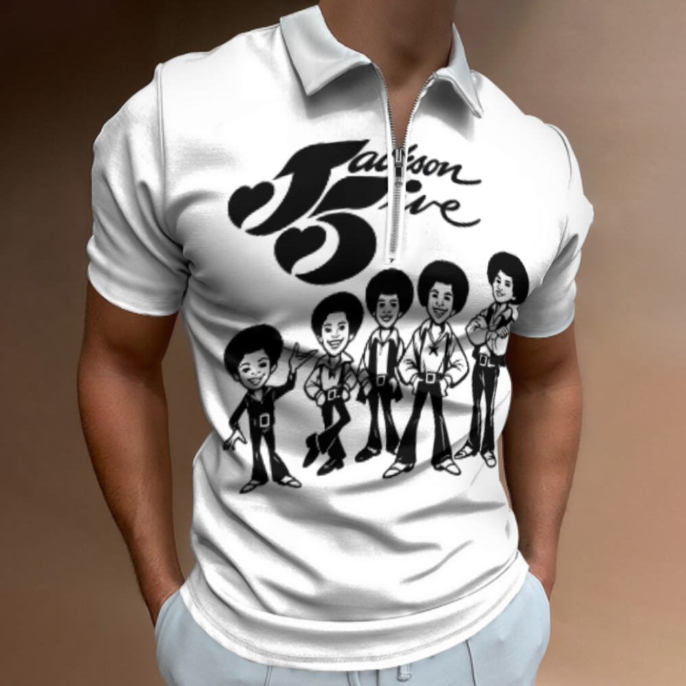 Jackson Five Retro Cartoon Tribute T-Shirt – Vintage Music Group Graphic Tee for Classic Pop Fans(z920)