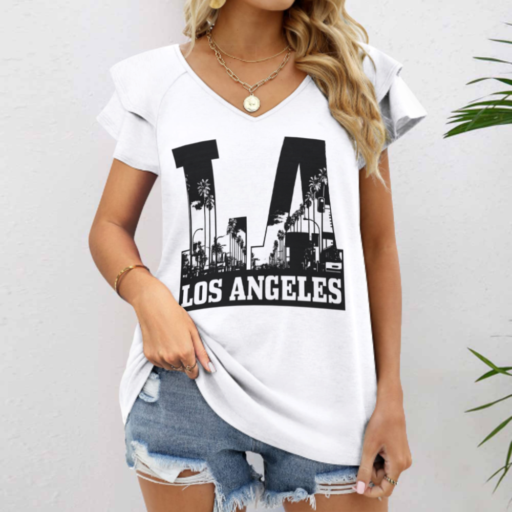 LA Los Angeles Graphic Tee – Urban Palm Tree Streetwear Shirt for Women(z863)