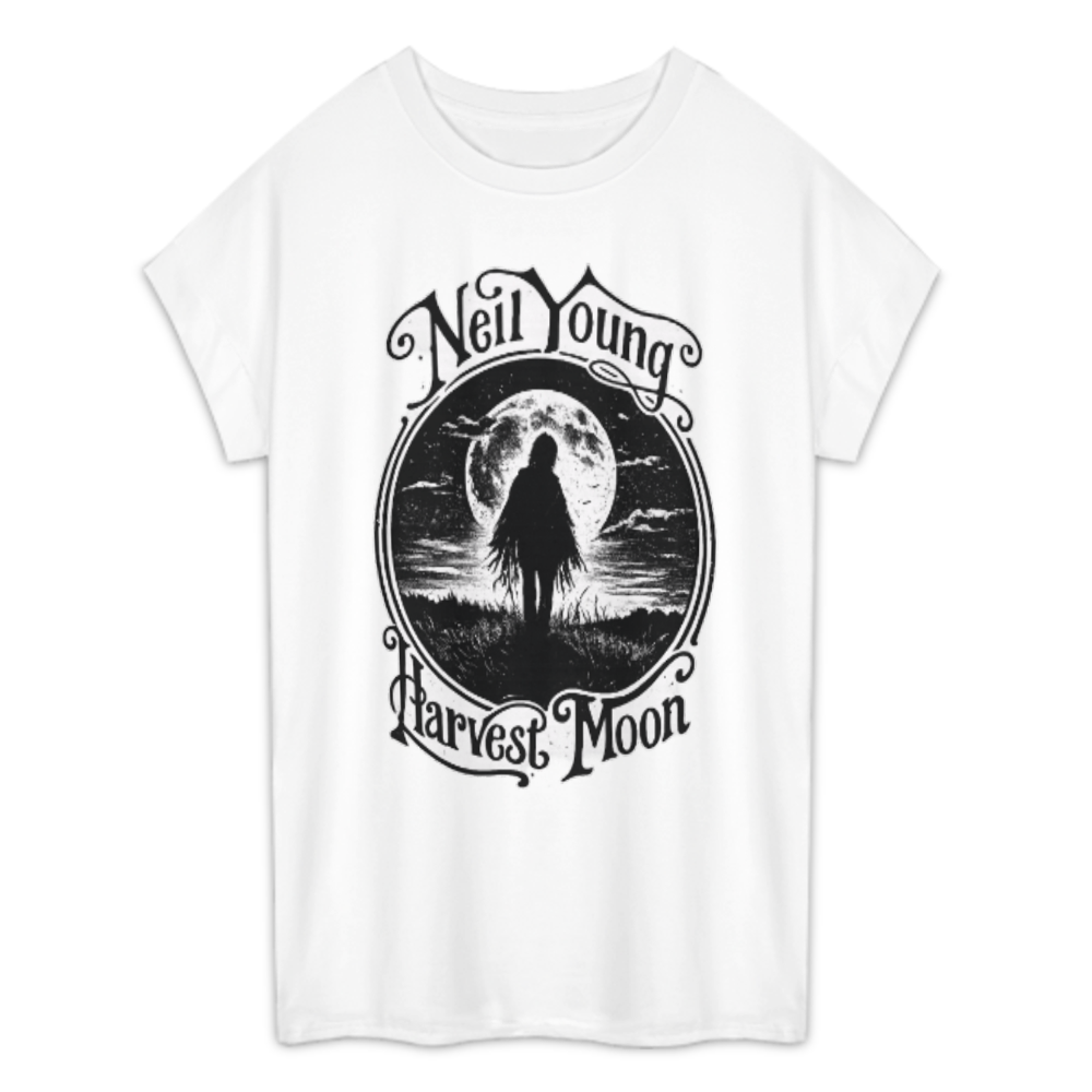 Neil Young Harvest Moon Vintage Graphic Tee – Retro Folk Rock Moonlight Shirt(z884)