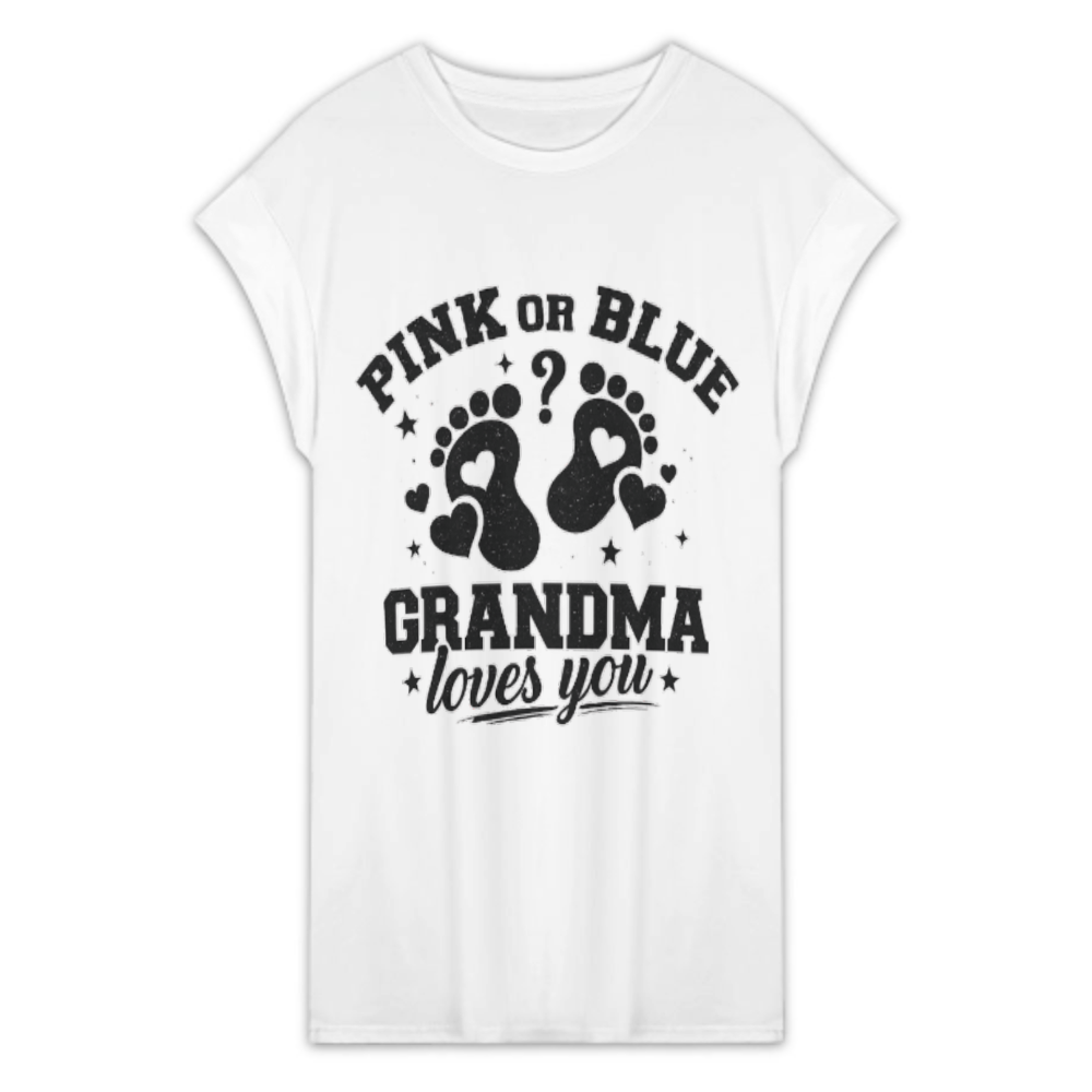 Pink or Blue Grandma Loves You Shirt – Cute Gender Reveal Grandma Tee – Baby Announcement Graphic T-Shirt(z872)
