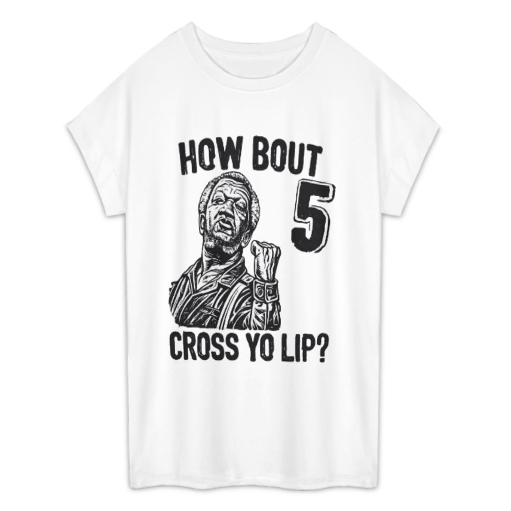 How Bout 5 Cross Yo Lip? Vintage Funny Graphic Tee | Retro Comedy Inspired Unisex Shirt(z888)
