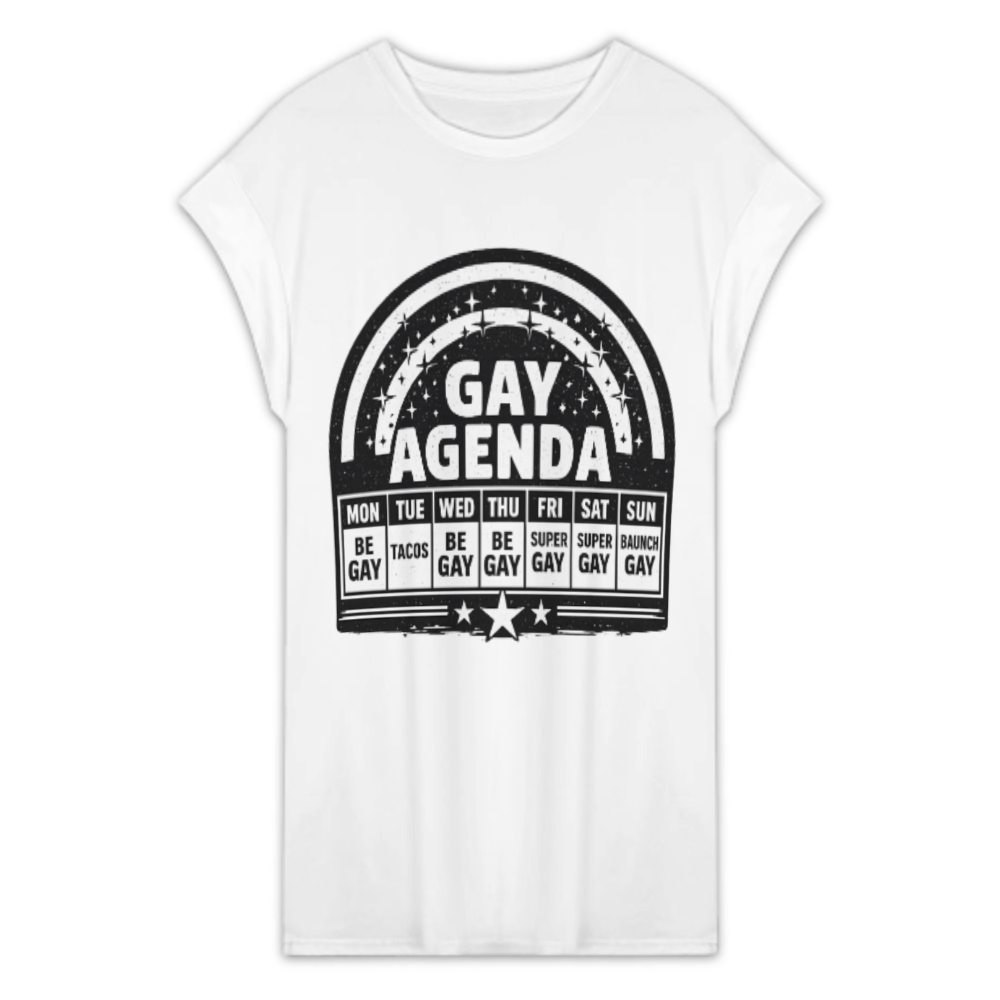 Gay Agenda Rainbow Graphic Tee – Funny LGBTQ Pride Shirt for Women & Allies(z877)