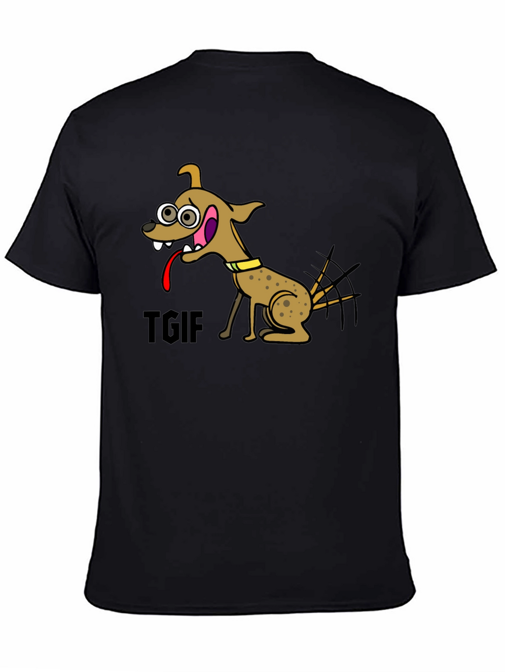TGIF Cartoon Dog Black T-Shirt