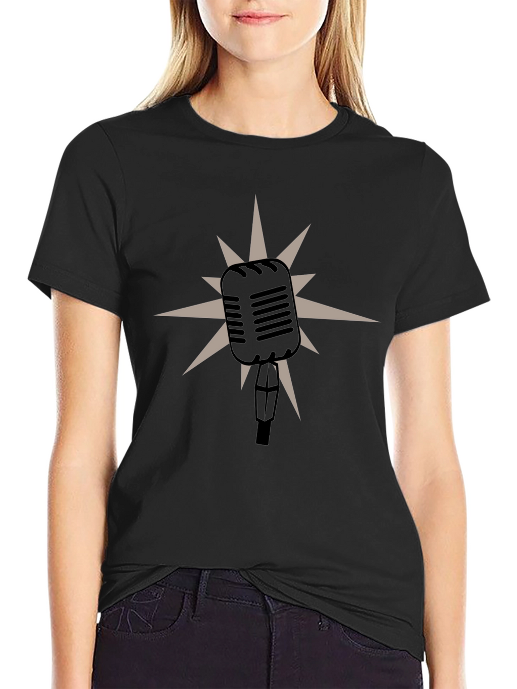 Retro Microphone Graphic Tee - Classic Style