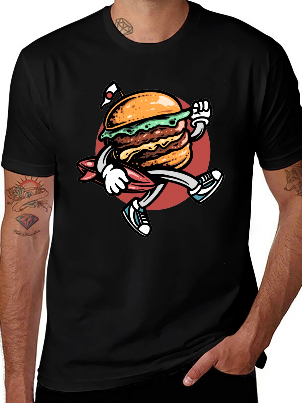 Burger Surf T-Shirt - Black Graphic Tee