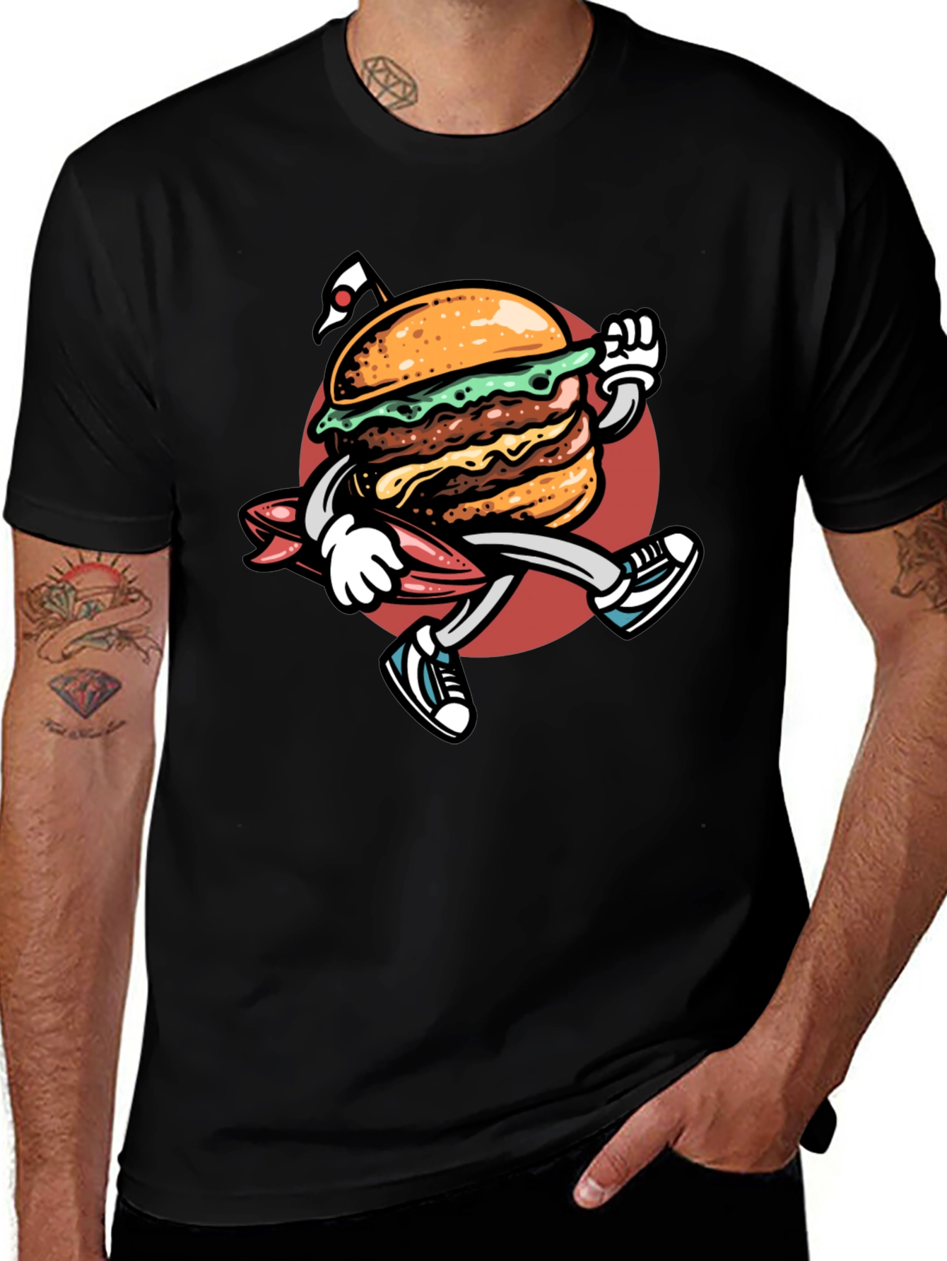 Burger Surf T-Shirt - Black Graphic Tee