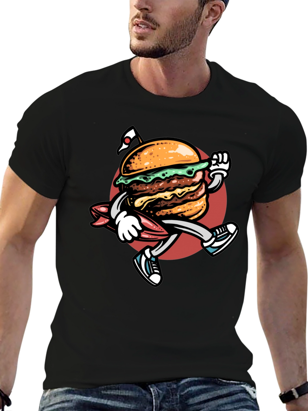 Burger Surf T-Shirt - Black Graphic Tee
