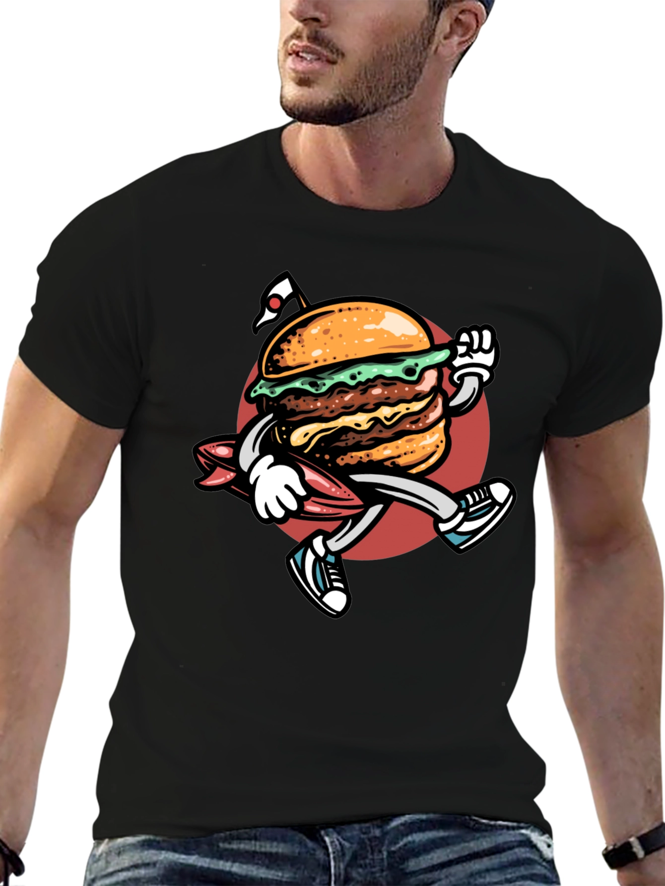 Burger Surf T-Shirt - Black Graphic Tee