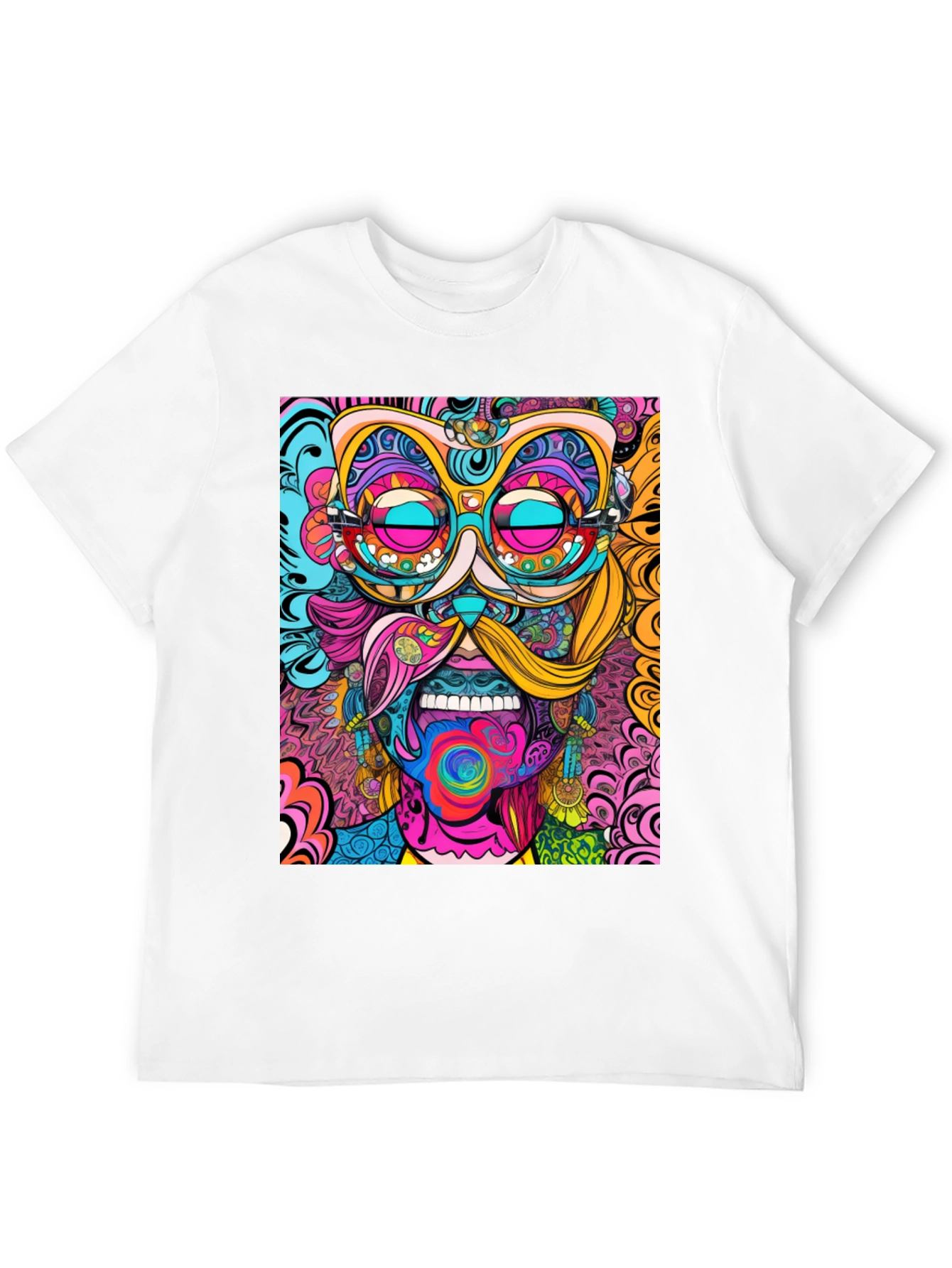 Psychedelic Art Print Black T-Shirt