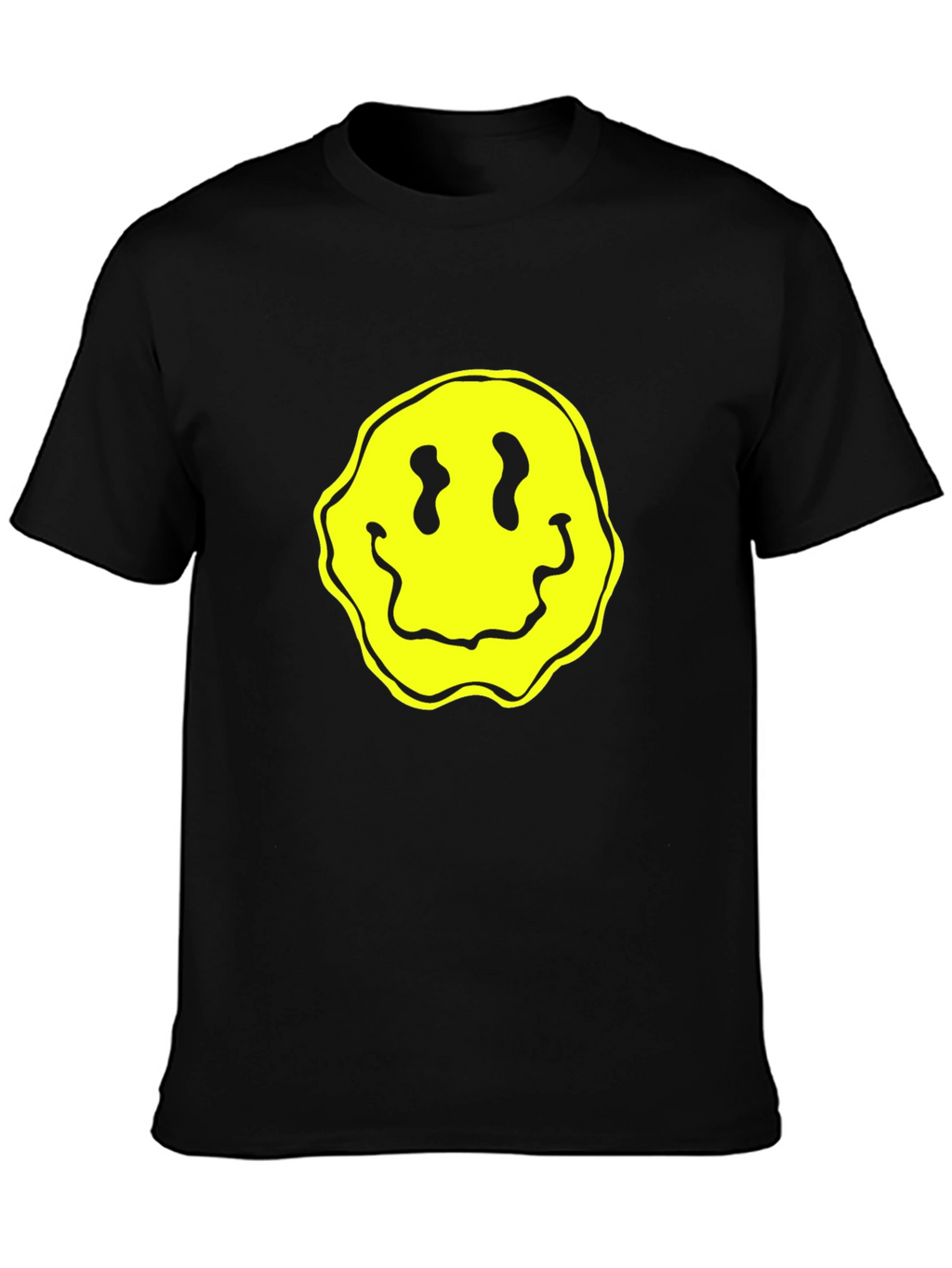 Groovy Yellow Smiley Face Black T-Shirt