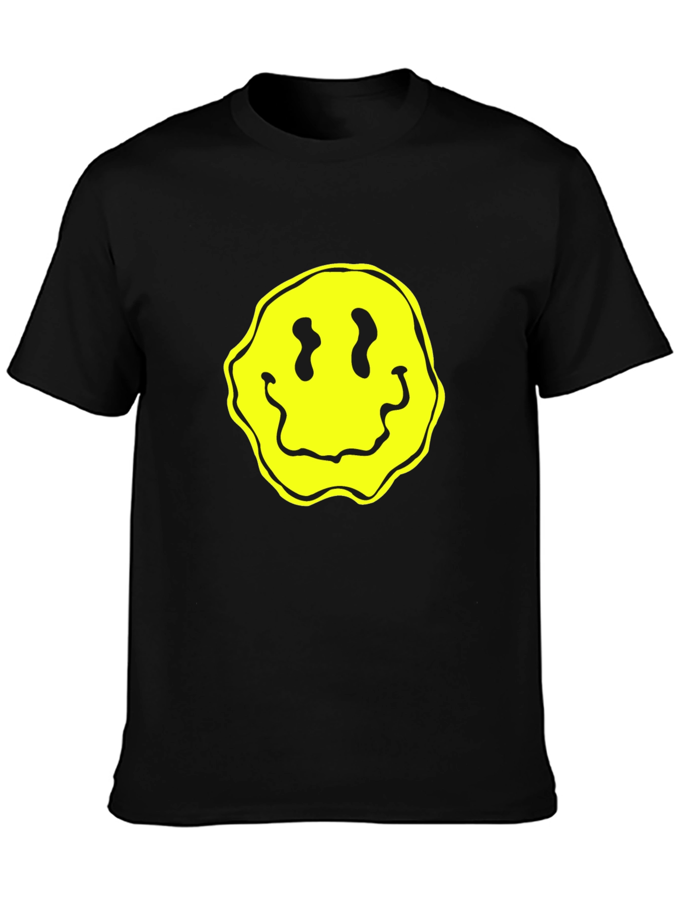 Groovy Yellow Smiley Face Black T-Shirt
