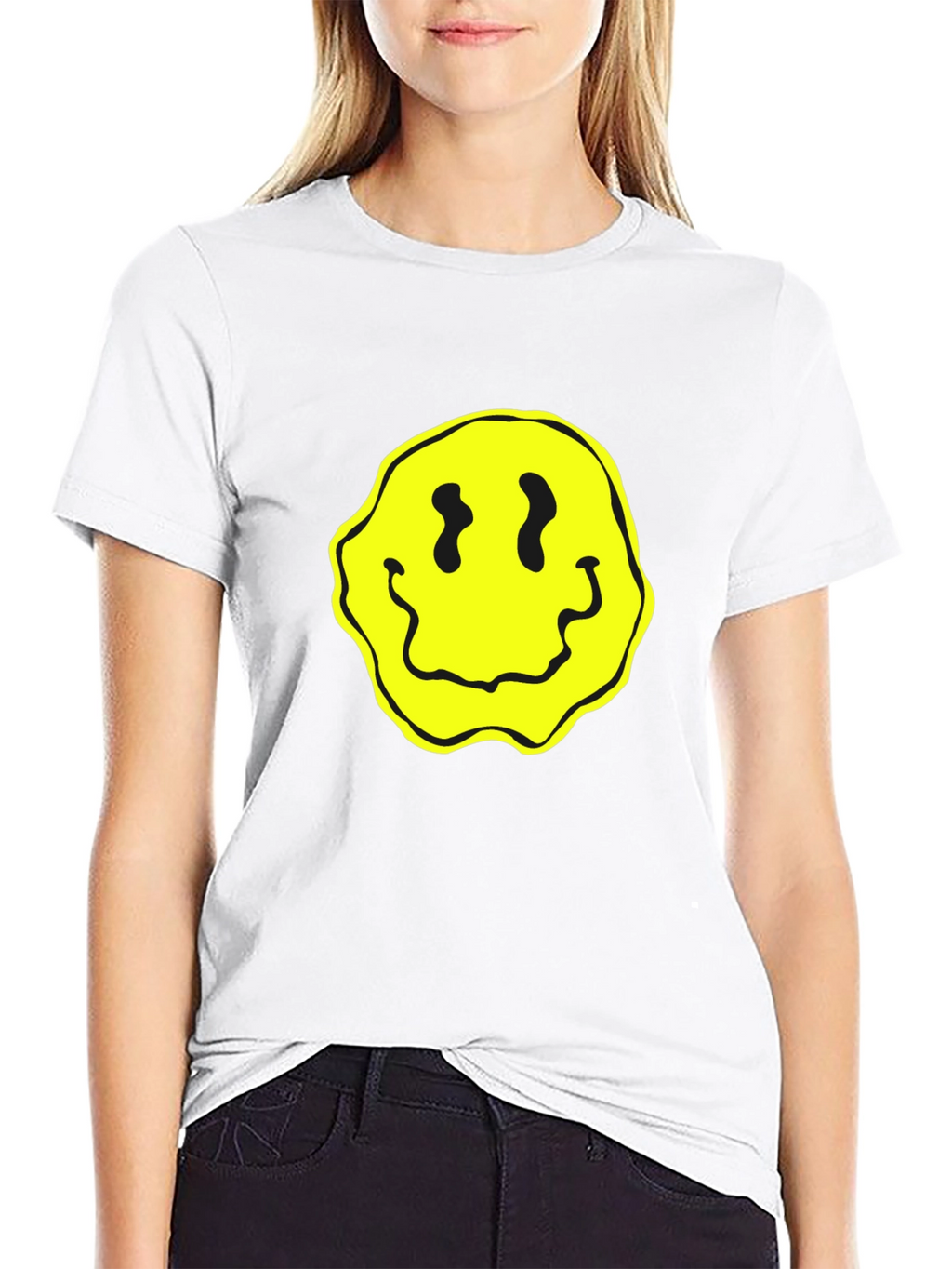 Groovy Yellow Smiley Face Black T-Shirt