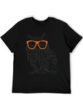 Cool Owl with Glasses Graphic T-Shirt