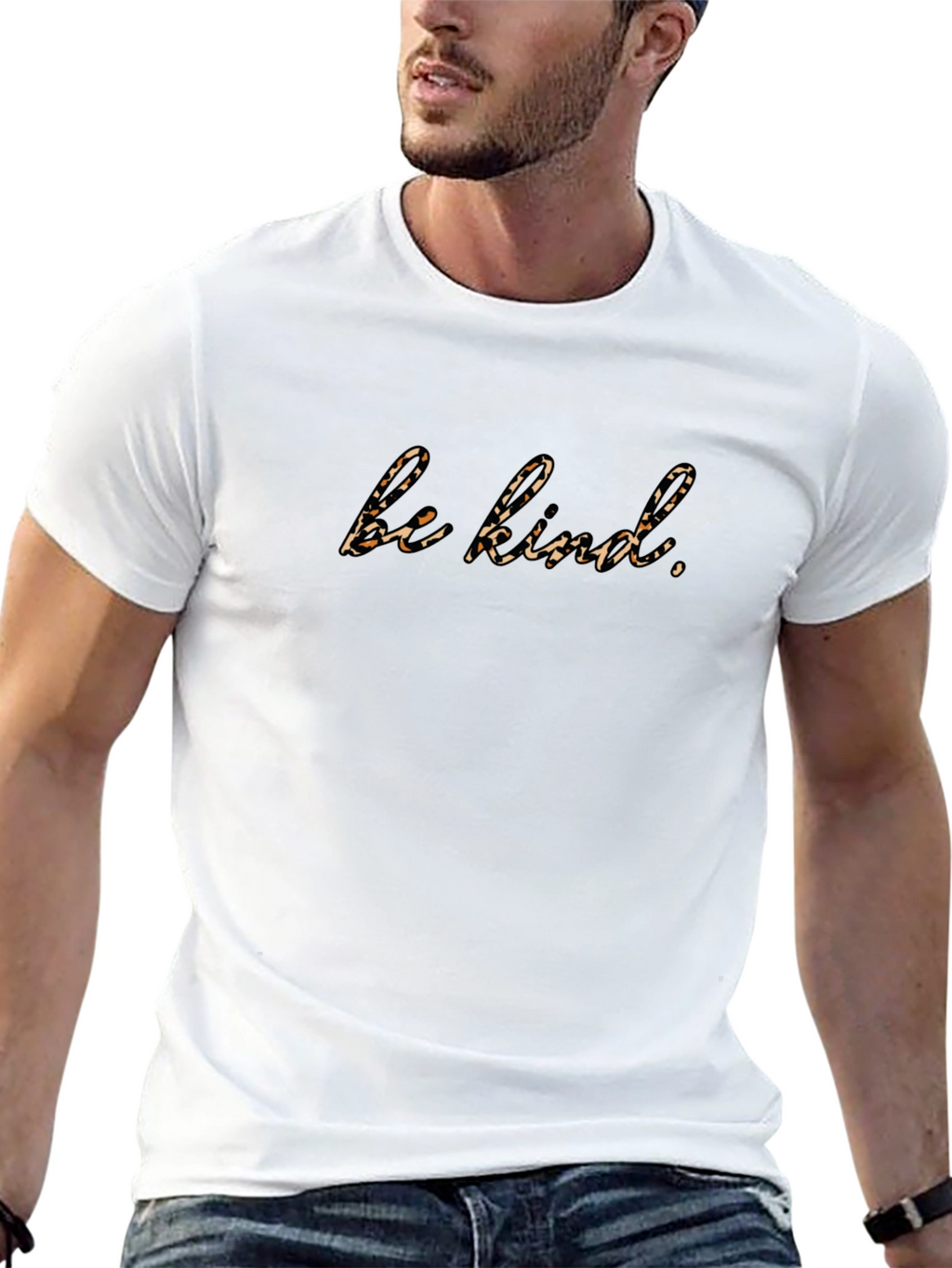 Be Kind Leopard Print Black T-Shirt