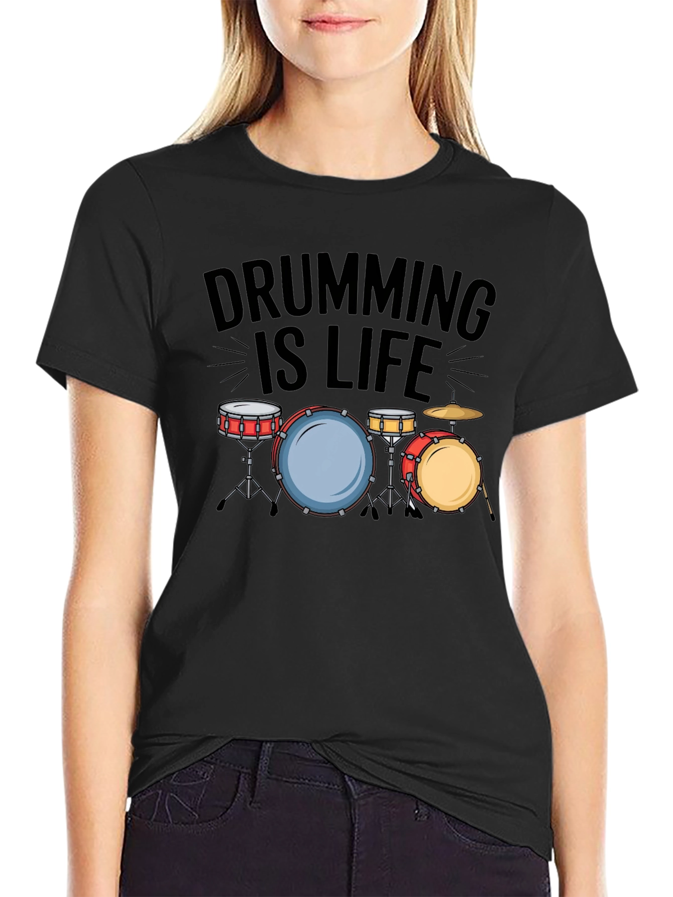 Drumming is Life Black T-Shirt - Musician Tee