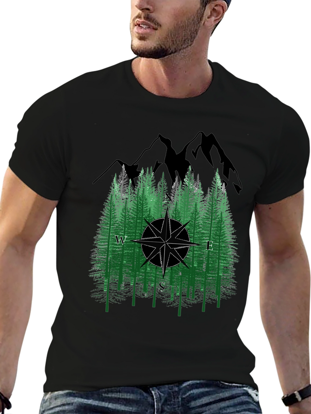 Nature Compass T-Shirt - Black Graphic Tee