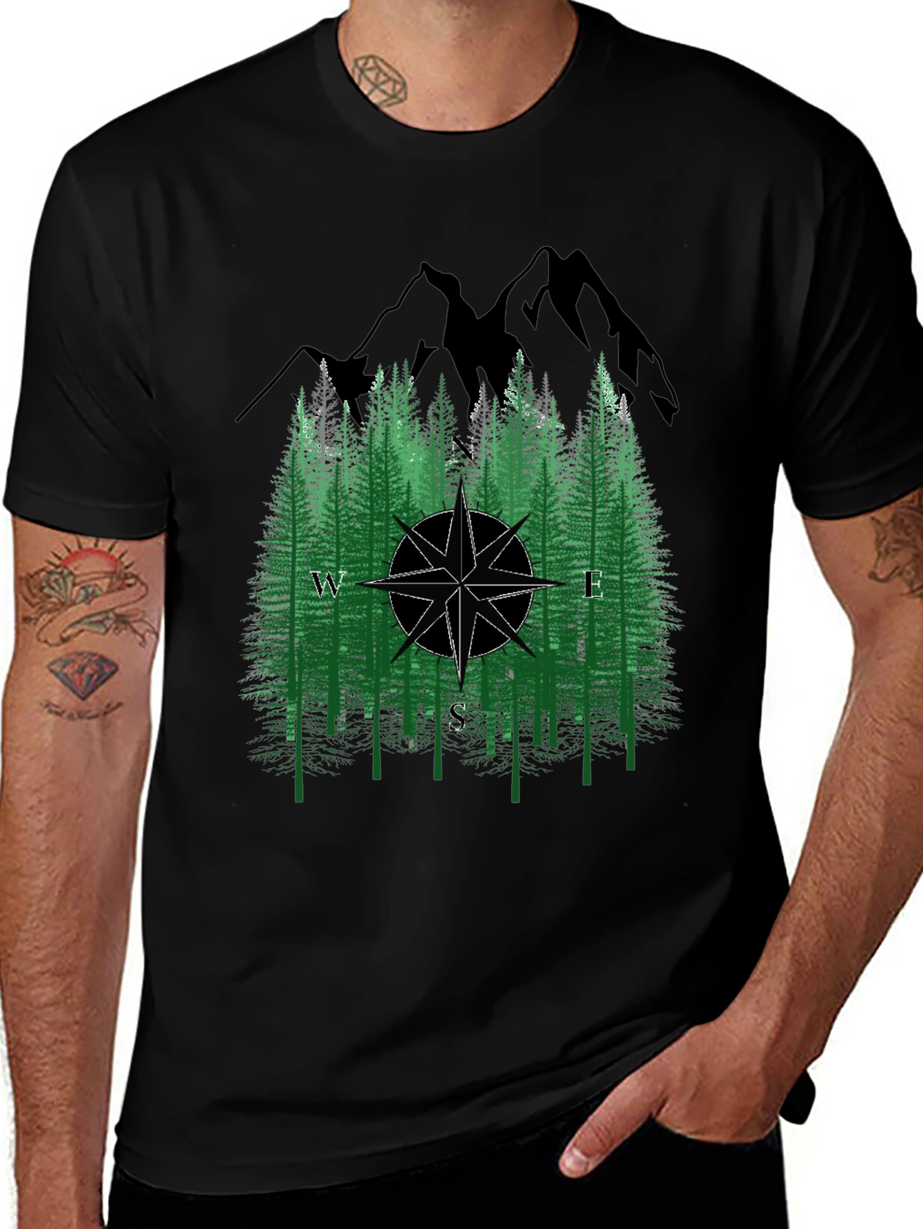 Nature Compass T-Shirt - Black Graphic Tee