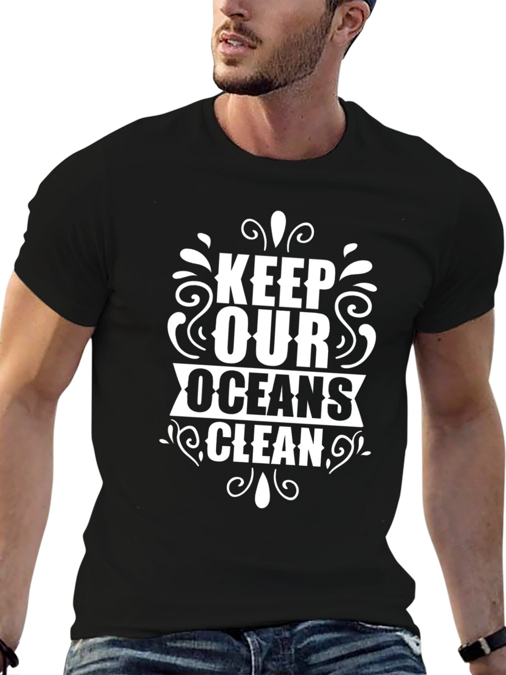 Keep Our Oceans Clean Black T-Shirt