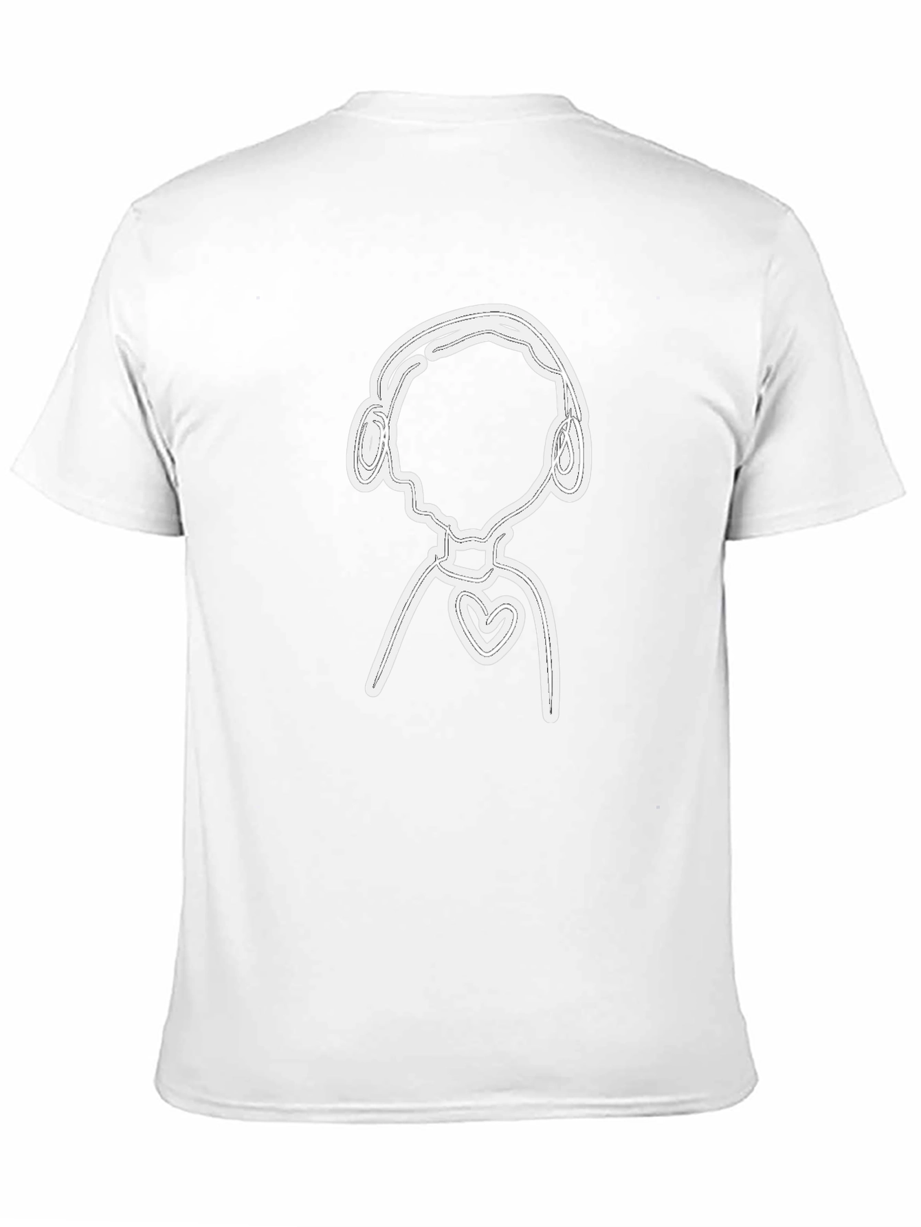 Black T-Shirt with Abstract Heart & Headphones Graphic