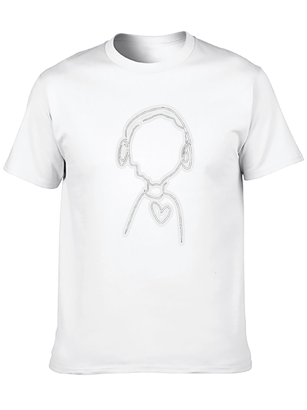 Black T-Shirt with Abstract Heart & Headphones Graphic