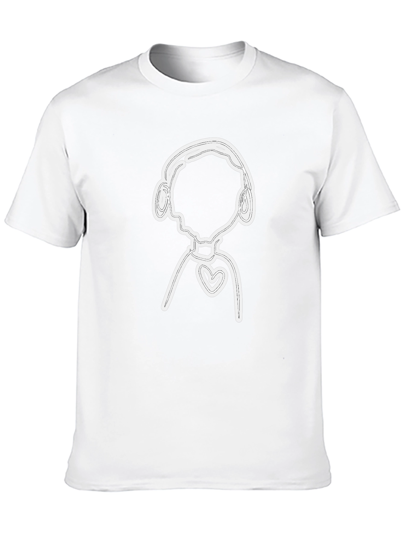 Black T-Shirt with Abstract Heart & Headphones Graphic