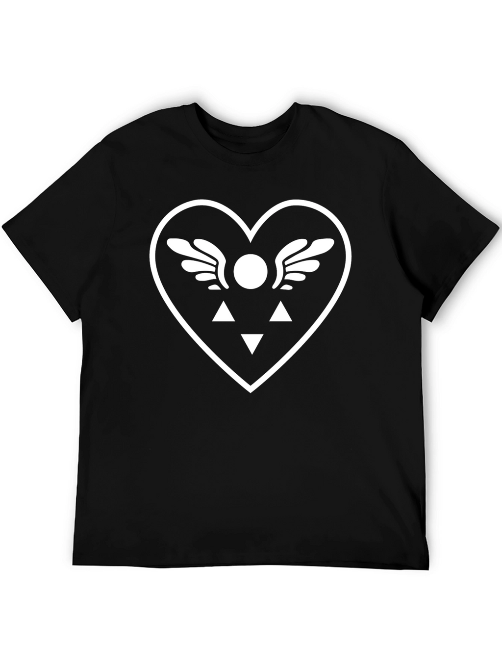 Black T-Shirt with White Heart Design