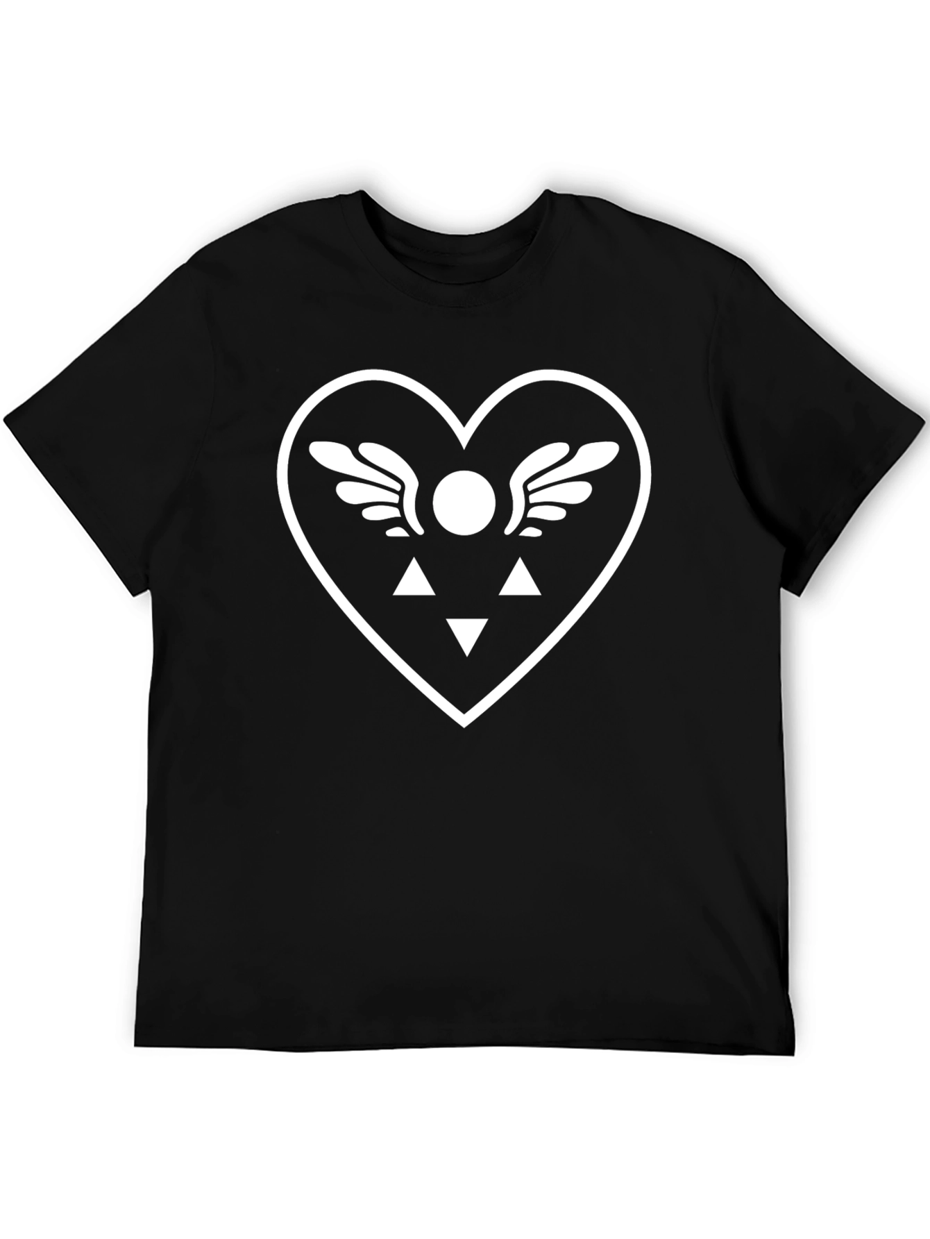 Black T-Shirt with White Heart Design