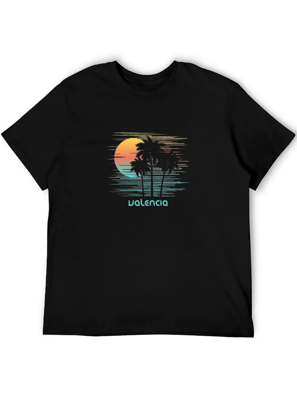 Valencia Palm Tree Sunset Graphic Tee - Black