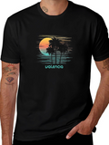 Valencia Palm Tree Sunset Graphic Tee - Black
