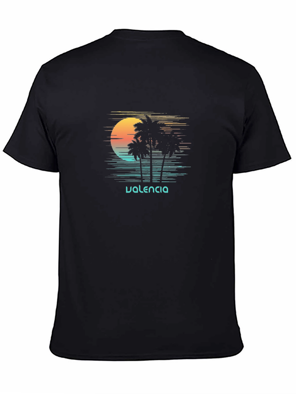 Valencia Palm Tree Sunset Graphic Tee - Black