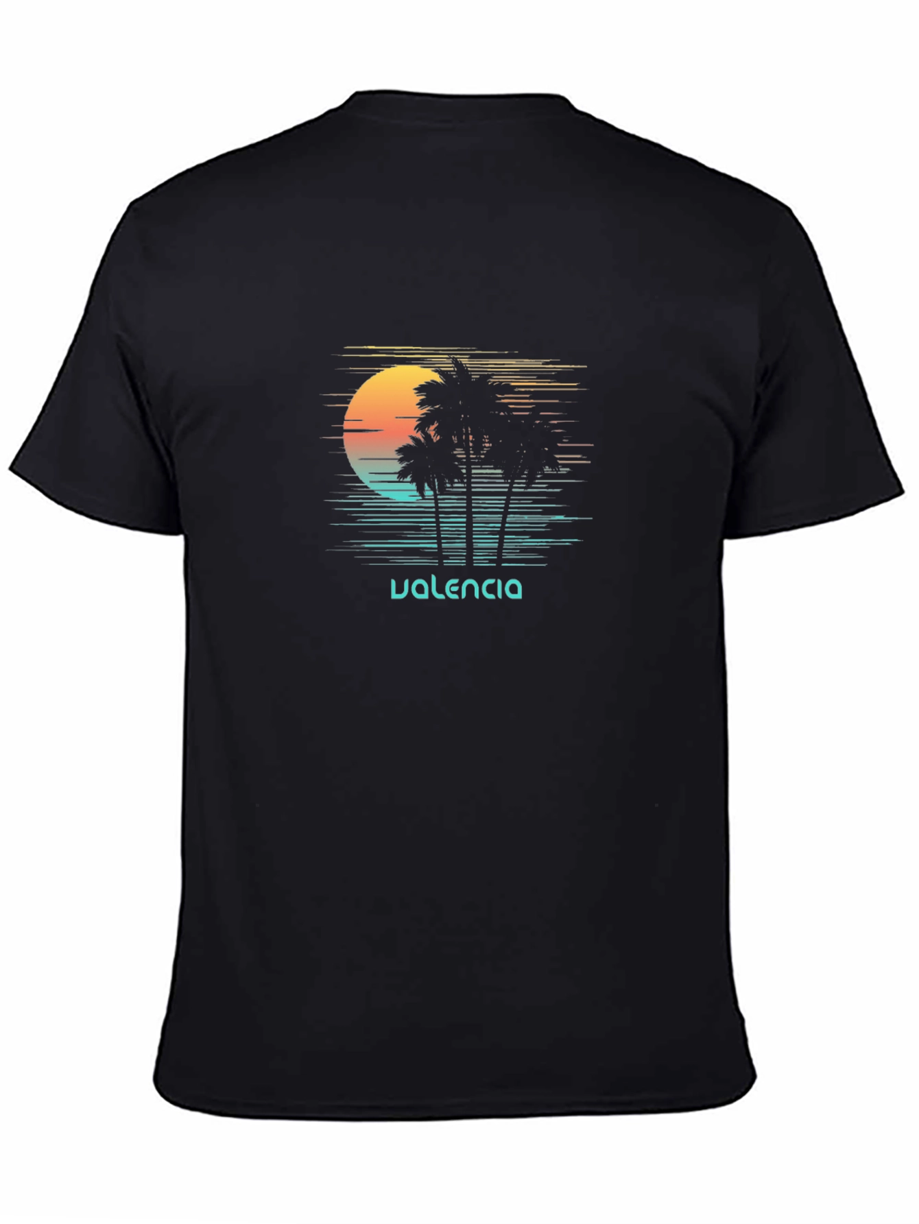 Valencia Palm Tree Sunset Graphic Tee - Black