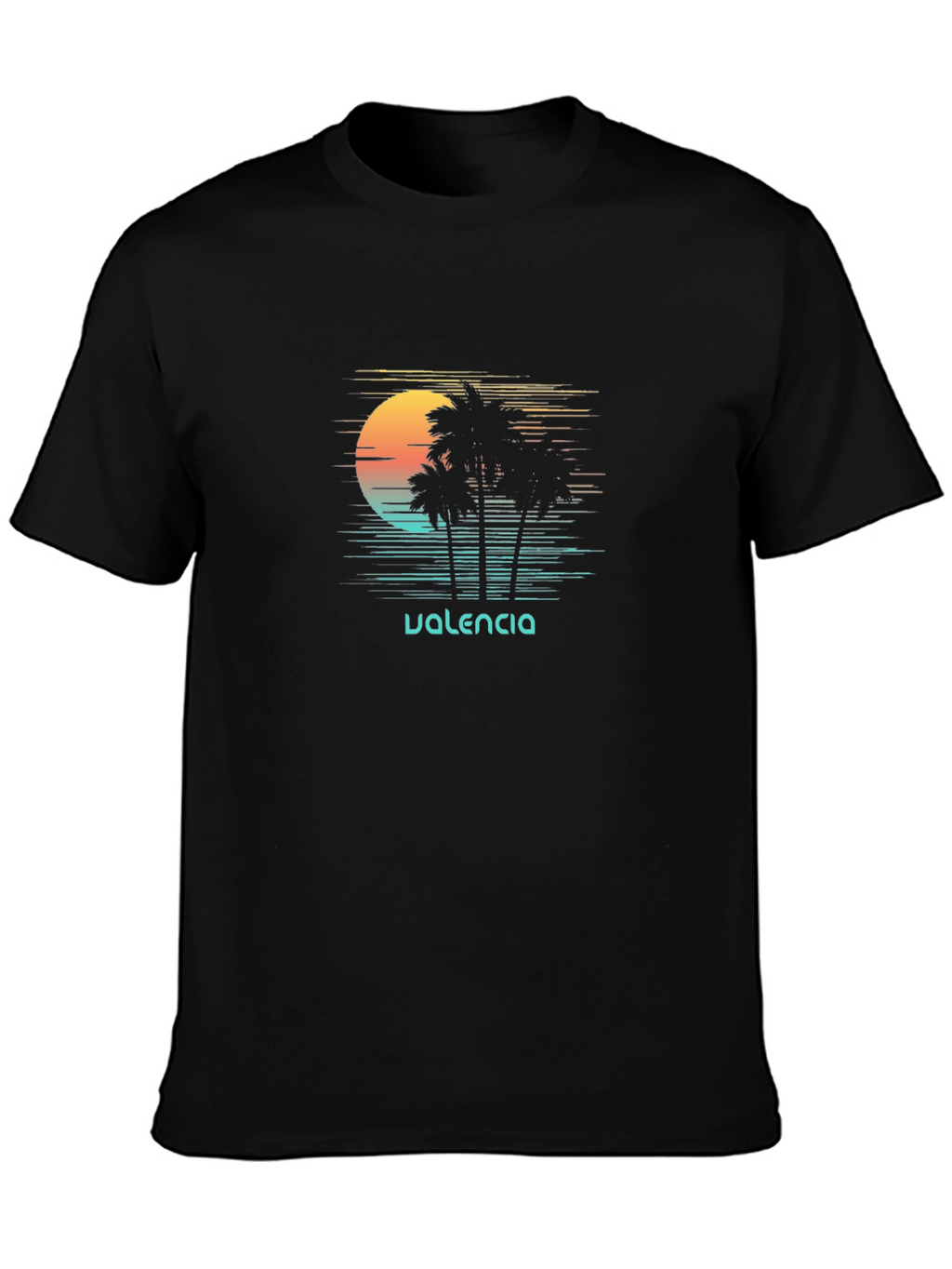 Valencia Palm Tree Sunset Graphic Tee - Black