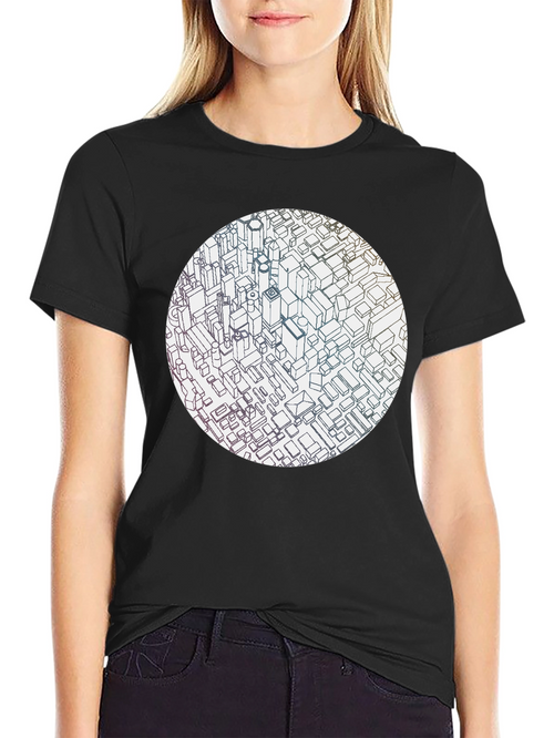 Abstract Cityscape Graphic Black T-Shirt