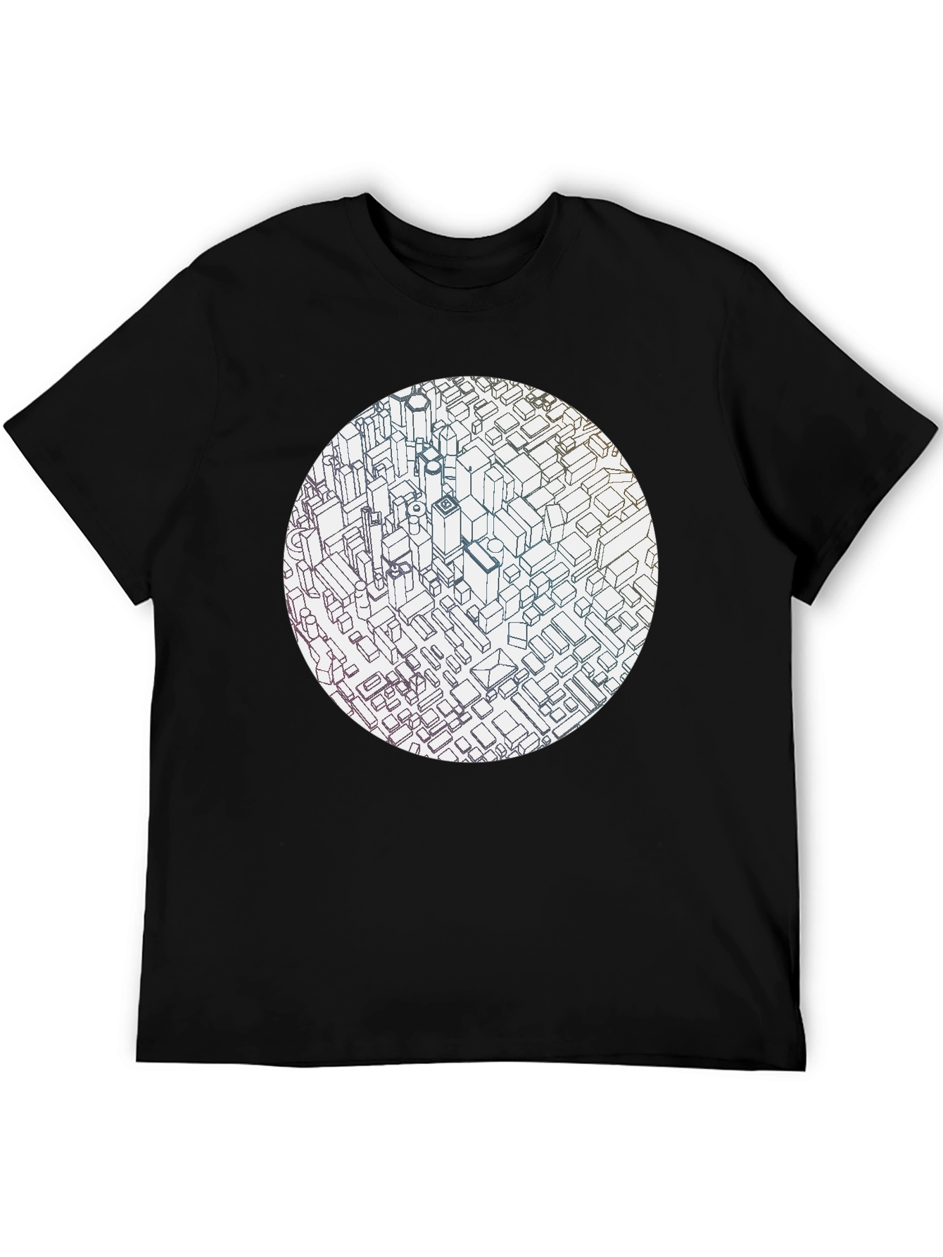 Abstract Cityscape Graphic Black T-Shirt