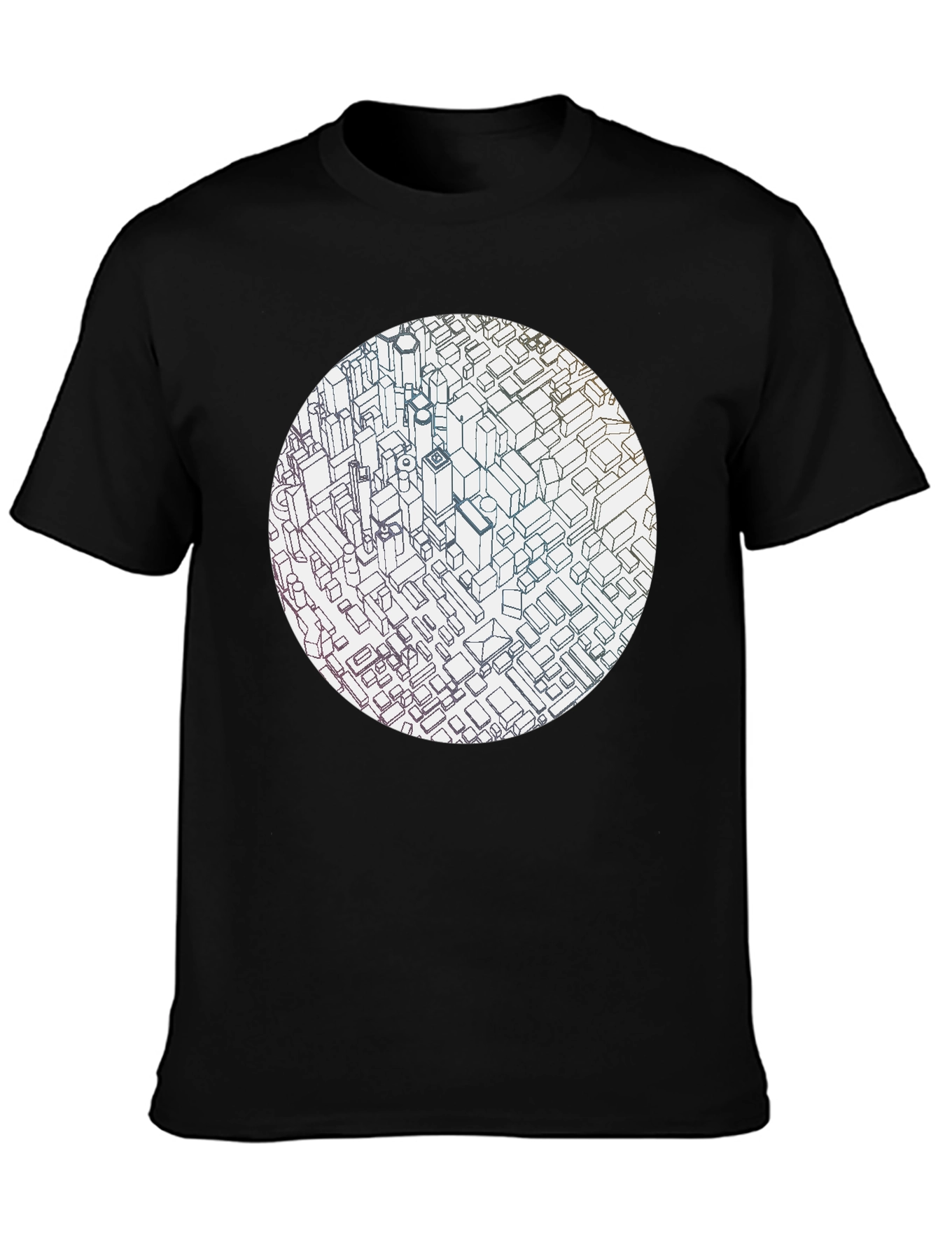 Abstract Cityscape Graphic Black T-Shirt