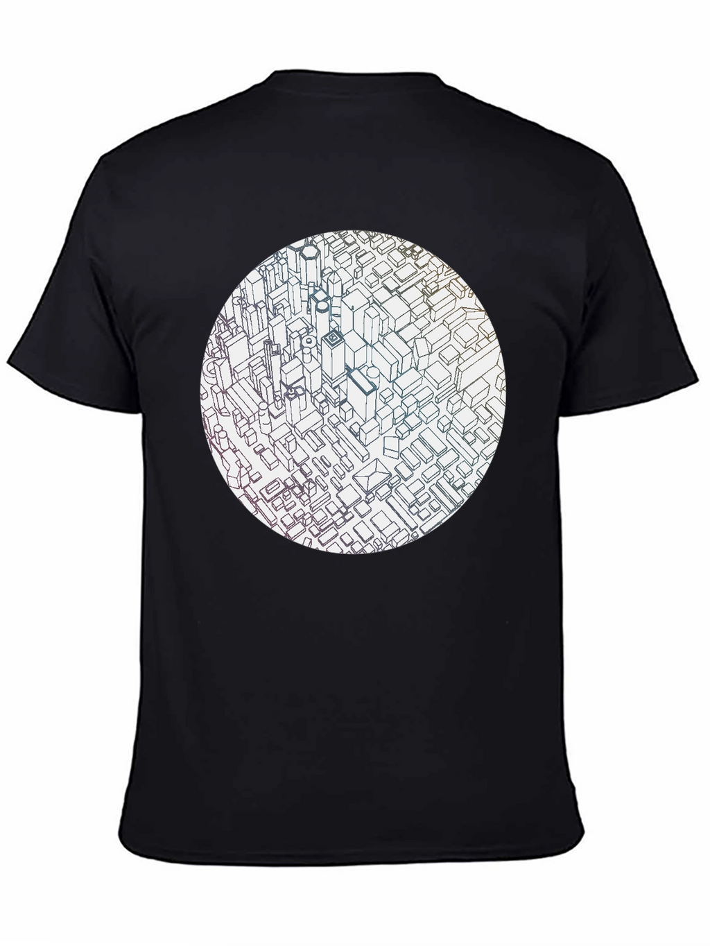 Abstract Cityscape Graphic Black T-Shirt