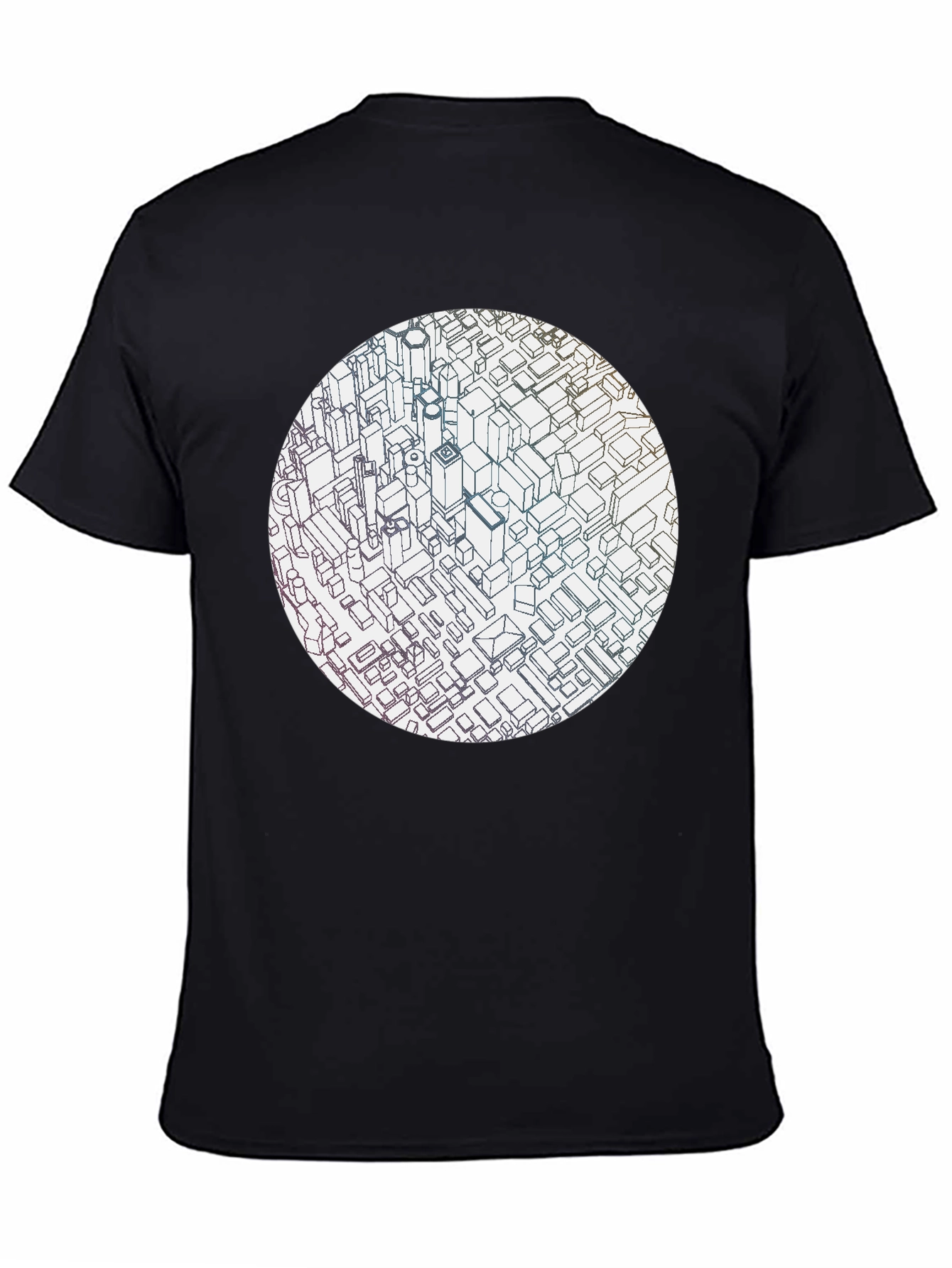 Abstract Cityscape Graphic Black T-Shirt