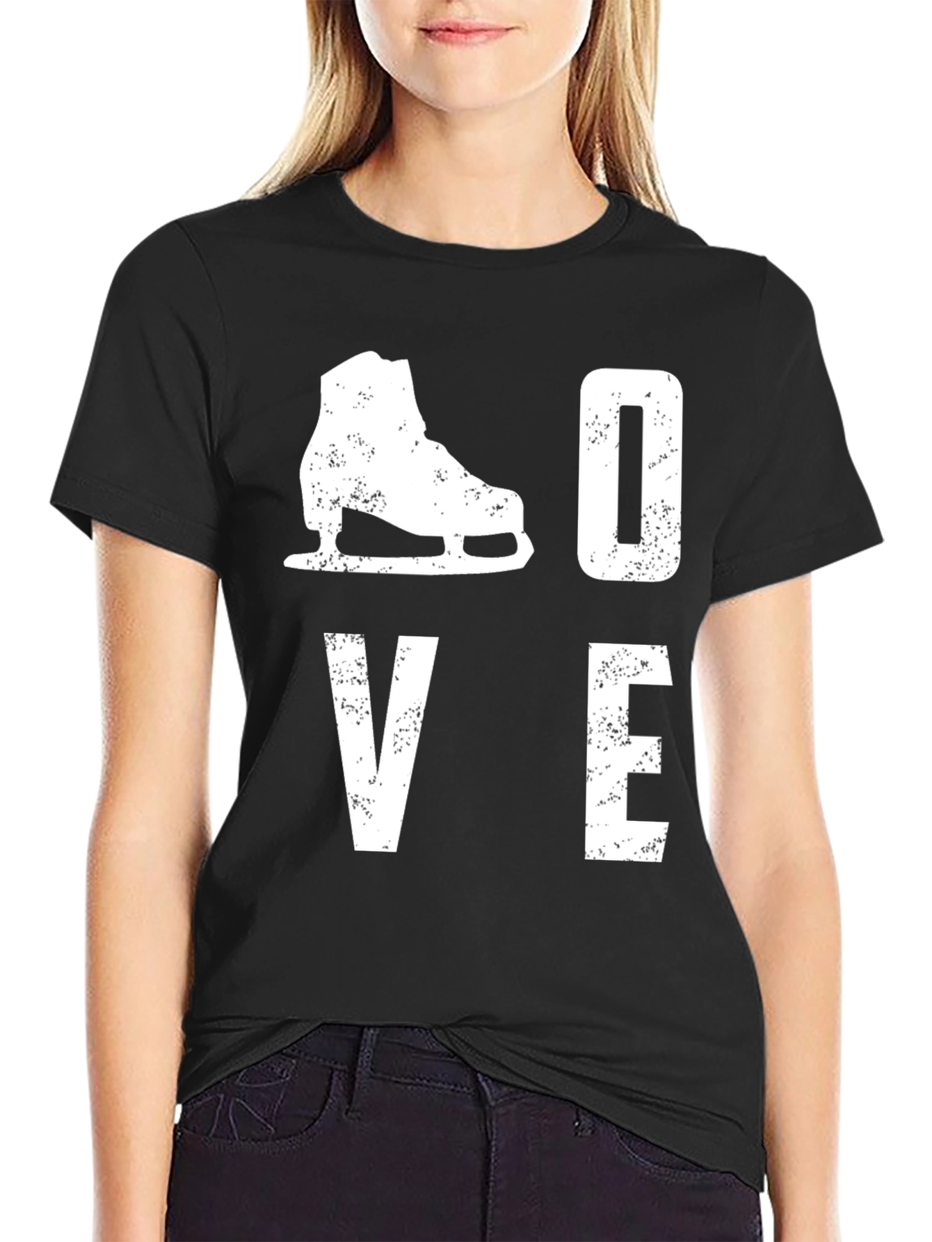 I Love Ice Skating T-Shirt - Distressed Print Design