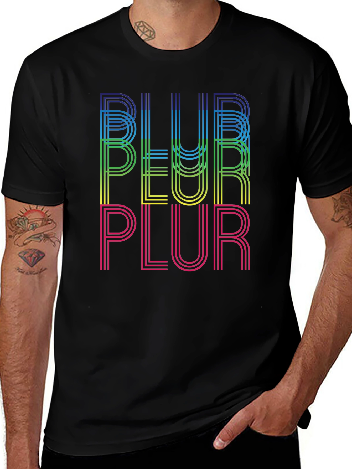 PLUR Graphic Tee - Peace Love Unity Respect Rainbow T-Shirt