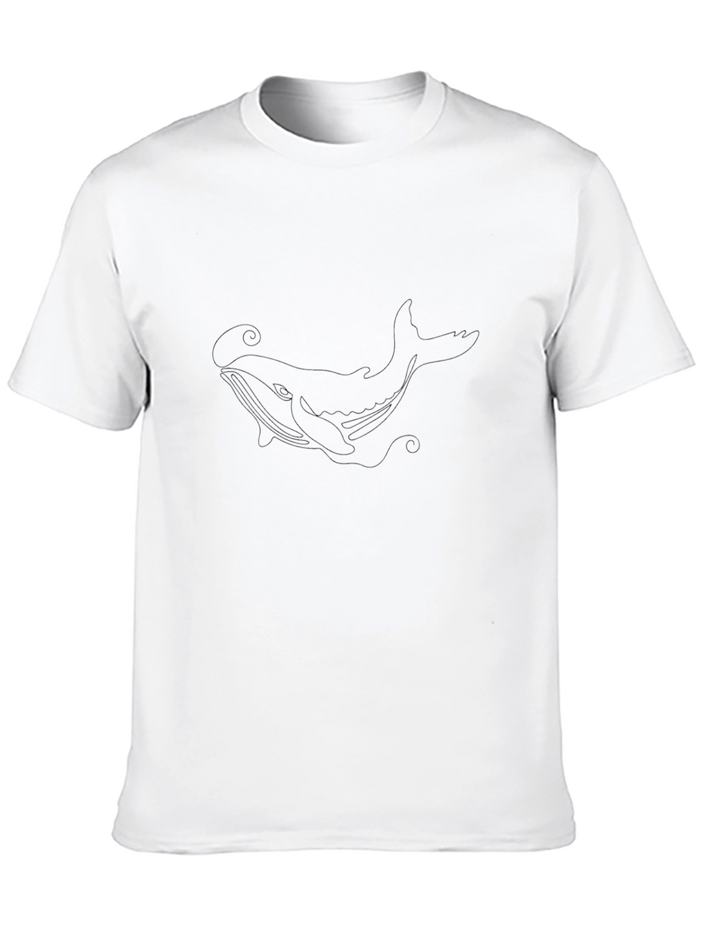 Whale Outline Black Graphic T-Shirt