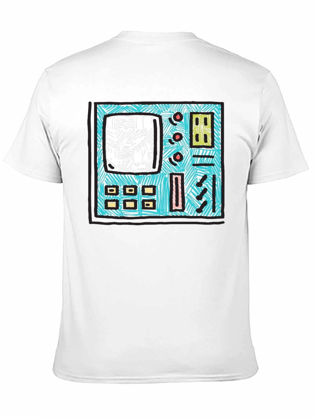 Retro Synth Graphic Tee - Black Cotton T-Shirt
