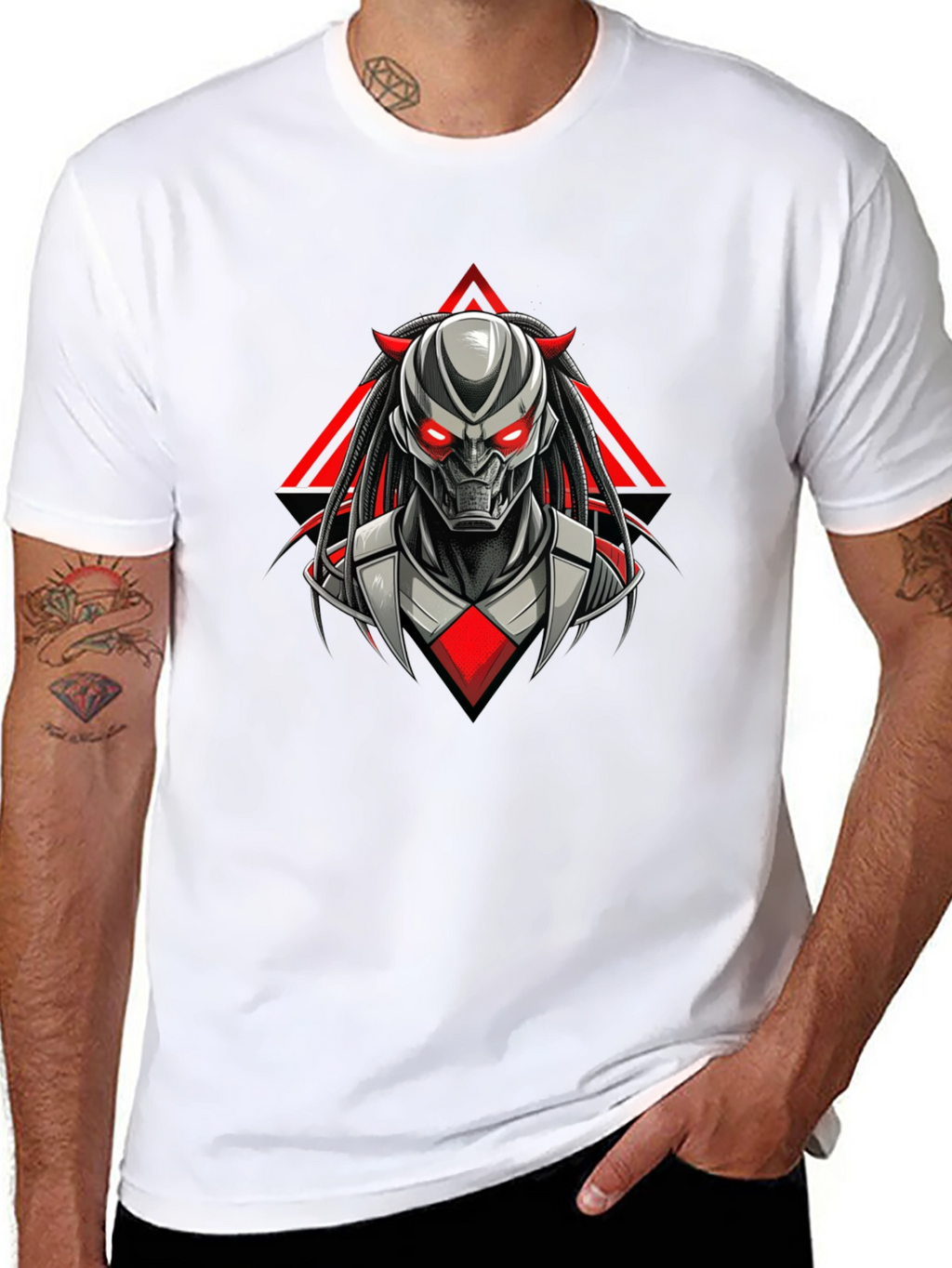 Futuristic Robot Graphic Tee - Mens Black T-Shirt
