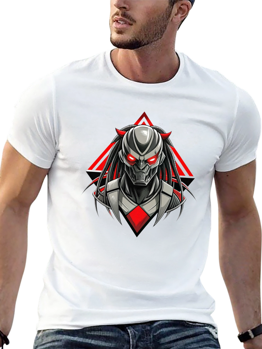 Futuristic Robot Graphic Tee - Mens Black T-Shirt