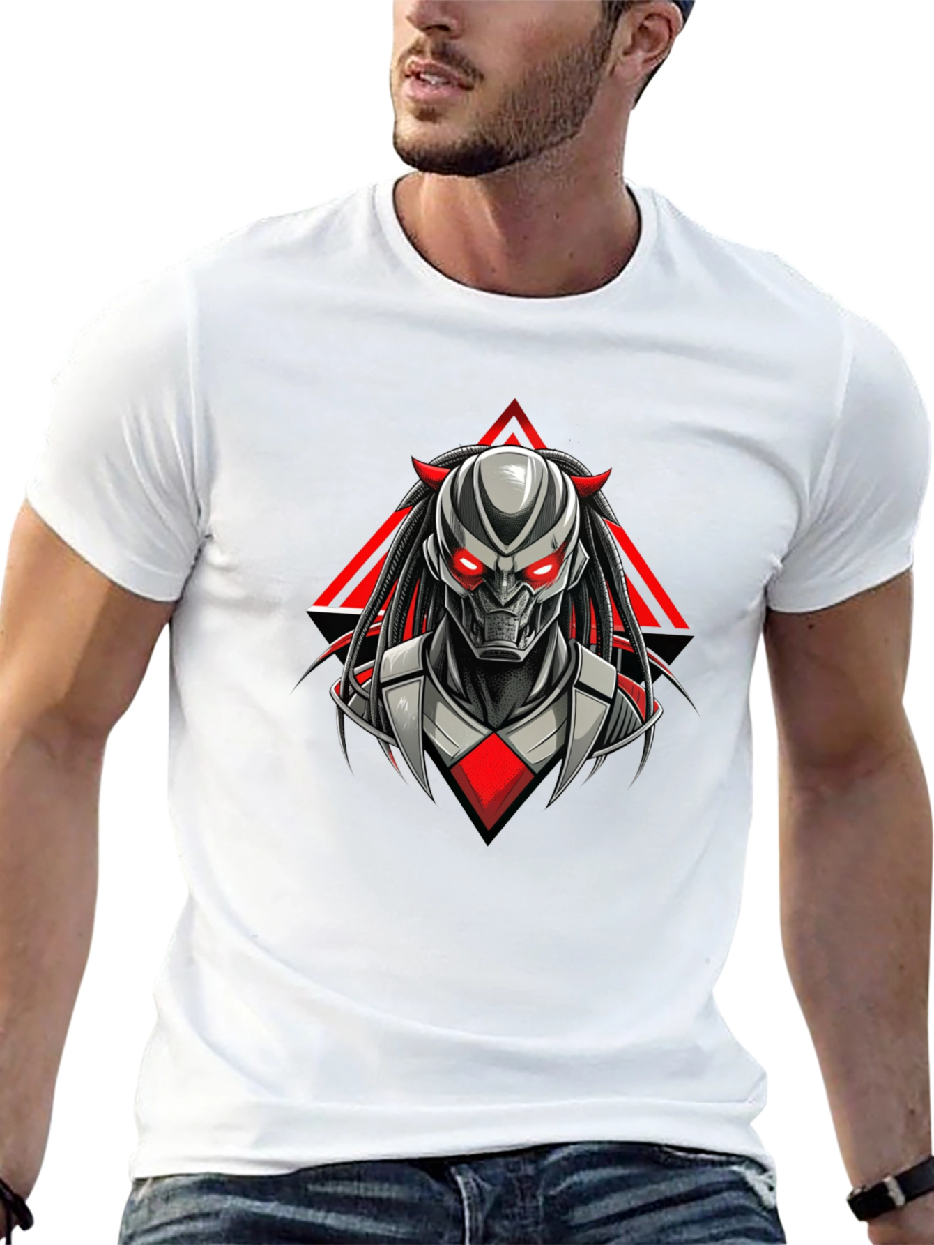 Futuristic Robot Graphic Tee - Mens Black T-Shirt