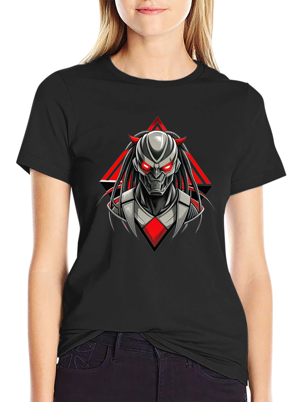 Futuristic Robot Graphic Tee - Mens Black T-Shirt