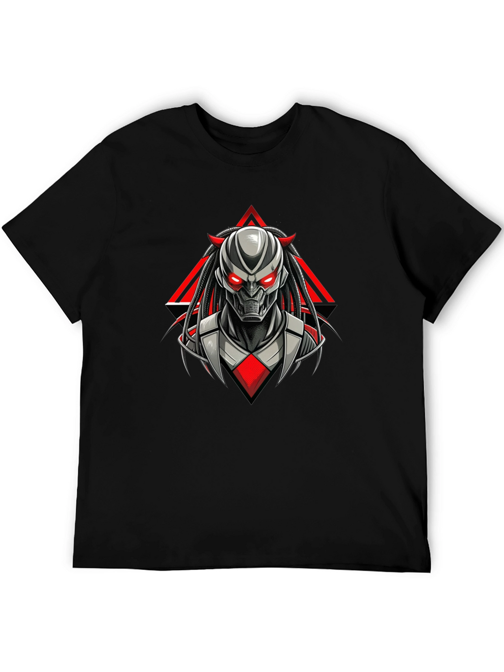 Futuristic Robot Graphic Tee - Mens Black T-Shirt