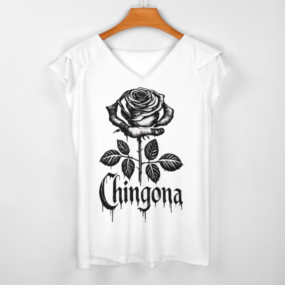 Chingona Rose Graphic Tee – Bold Latina Style Aesthetic Shirt for Women(z861)